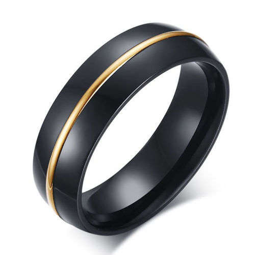 STAINLESS STEEL GOLD BAND RING - SIZE 8 1/2