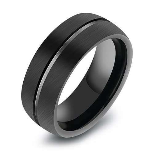 Elegant Men's Black Stainless Steel Fashion Ring - Size  6