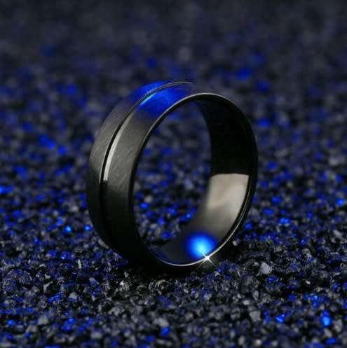Elegant Men's Black Stainless Steel Fashion Ring - Size  6