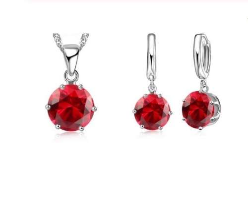 Stunning Red Crystal Necklace & Earring Jewellery Set