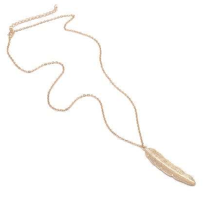 Beautiful Gold Color Feather Fashion Necklace
