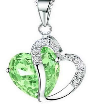 Beautiful Green Crystal Heart Necklace