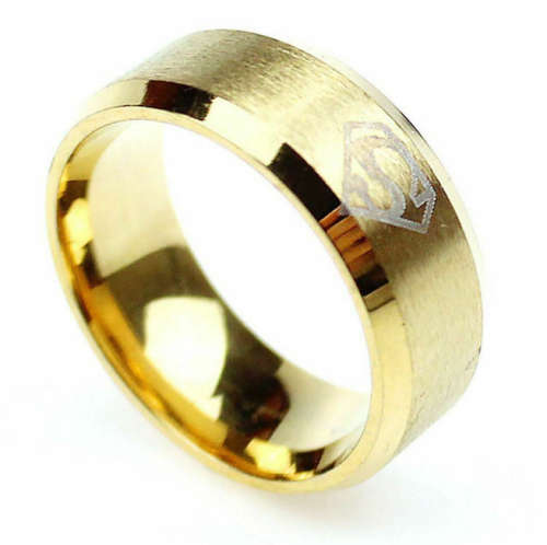 Stainless Steel Superman Ring (Gold) Color - Size 12