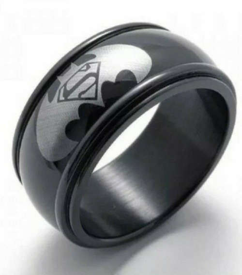 Stainless Steel Superman VS Batman Ring - Size 6