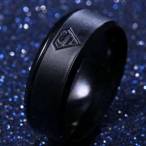 Stainless Steel Superman Ring - Size 10 1/2