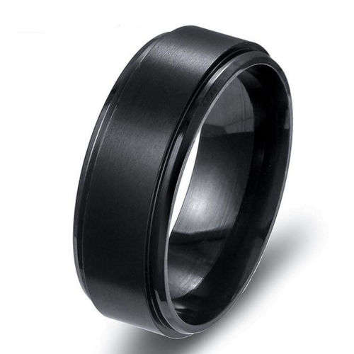 Elegant Men's Black Stainless Steel Fashion Ring - Size  9 1/2