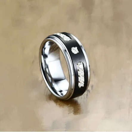 Elegant Stainless Steel Crystal Ring - Size 12