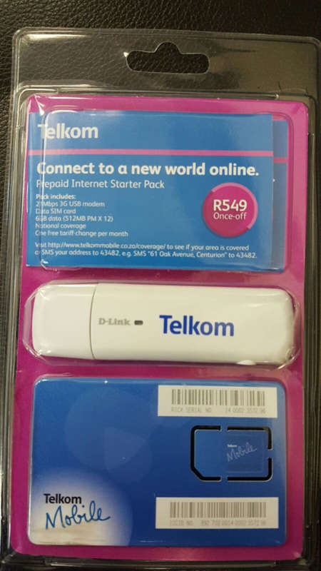 Telkom by dlink 3G usb dongle + 1 year prepaid 6gb data