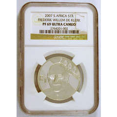 !!NGC - PF69**2007 Frederik Willem De Klerk - Silver R1 Excellent Coin!!!!!