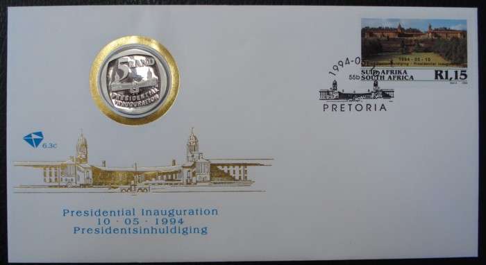 1994 Inauguration FDC * Untampered Proof R5 Coin