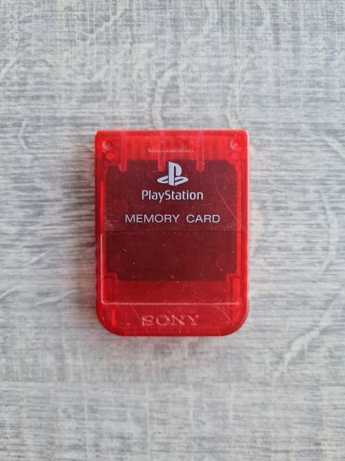 Official Clear Red Memory Card for Playstation 1  (PS1)