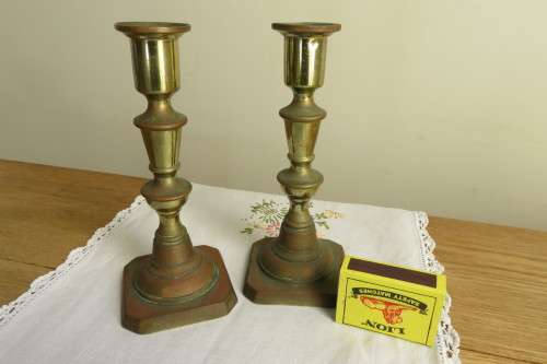 Brass and copper candlesticks