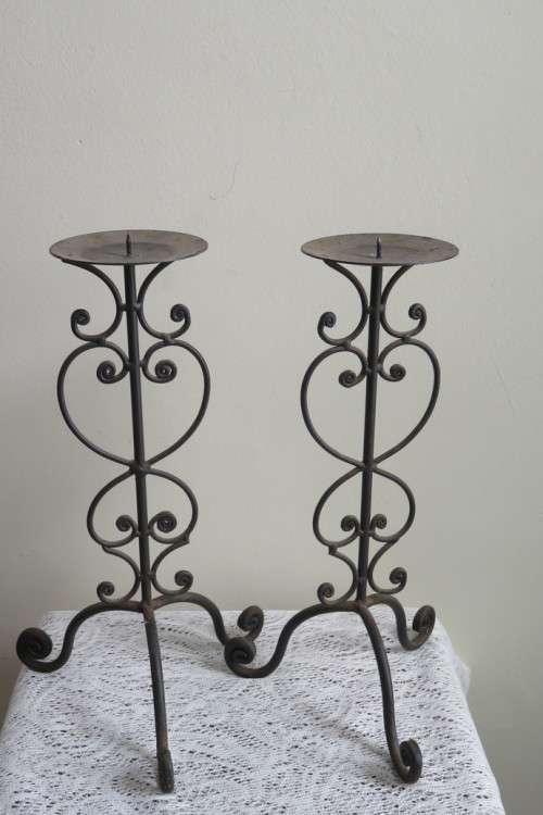 Ornate metal candle holders