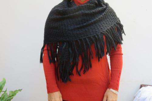 Black crochet shawl