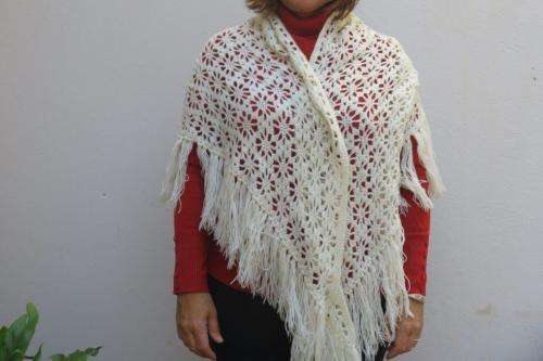 Cream crochet shawl