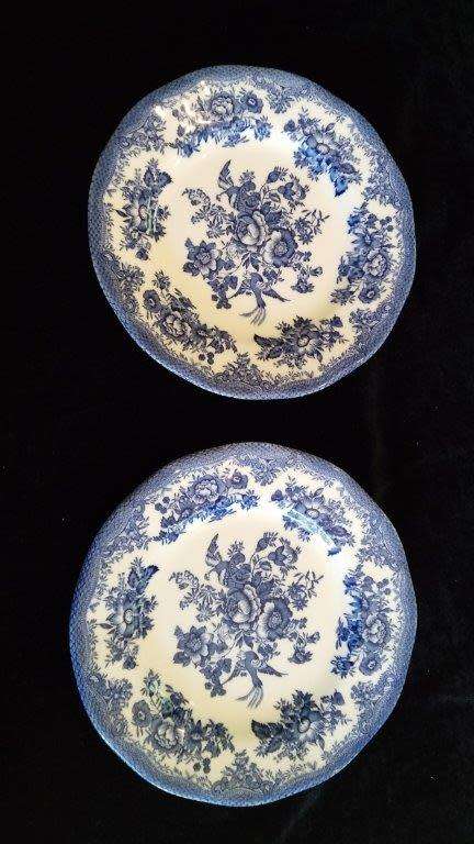2 Vintage blue and white plates