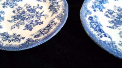 2 Vintage blue and white plates