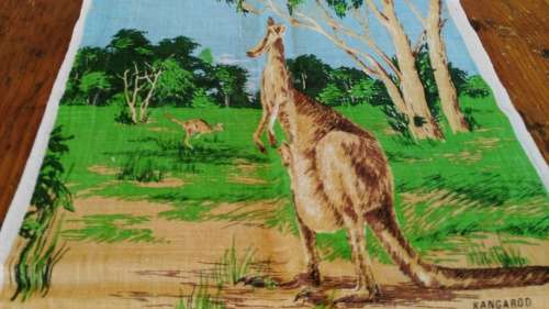 Tea towel - linen- Australia 1974 calendar  - good used condition