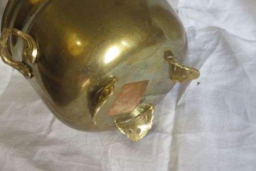 Indian brass planter with feet 12.5cm high