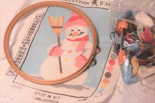 Tapestry canvas - with silks, needle and hoop