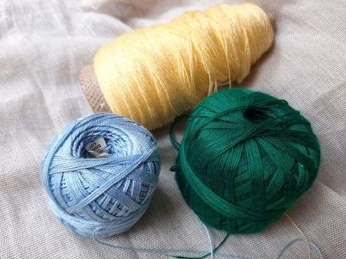 Crochet cottons x 3 -  yellow, green, blue