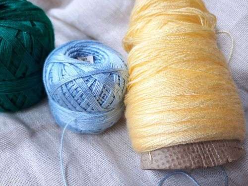 Crochet cottons x 3 -  yellow, green, blue