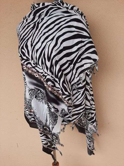 Zebra stripe scarf / wrap - as new