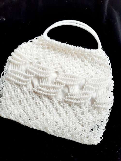Macrame bag - white - in good condition 32 x 36cm