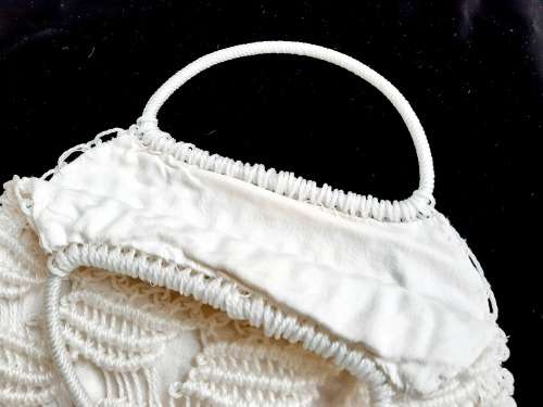 Macrame bag - white - in good condition 32 x 36cm