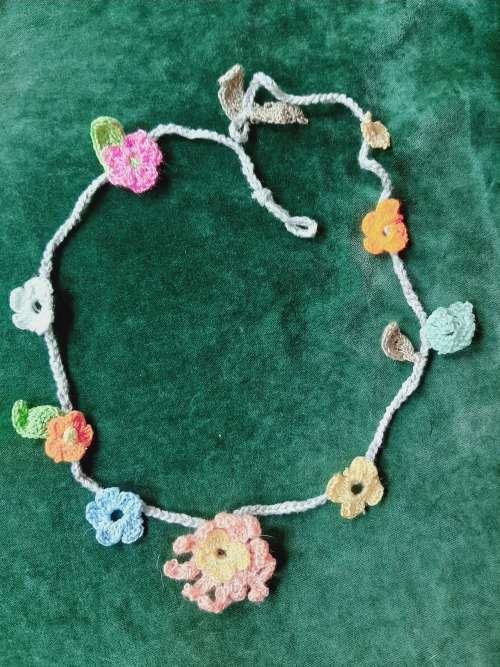 Garland of crochet flowers 80cm