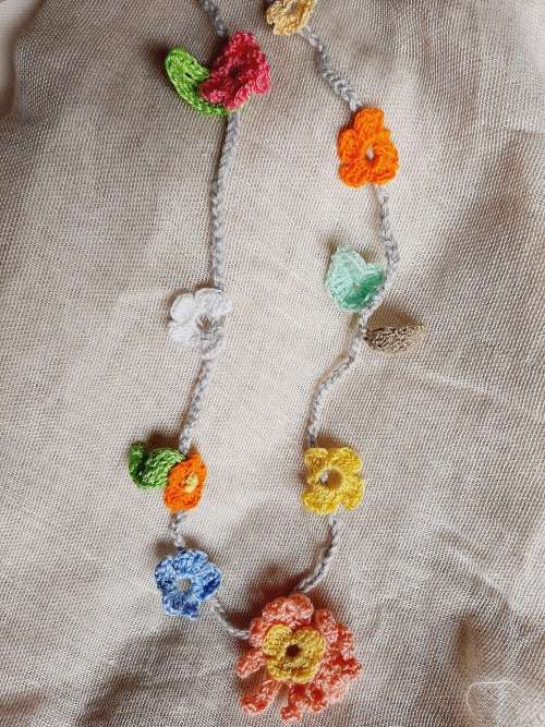 Garland of crochet flowers 80cm