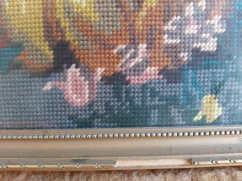 Large tapestry, framed behind glass 49 x 58cm outside frame