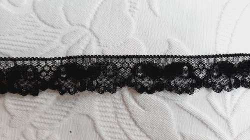 Black synthetic lace 2cm wide, price per metre