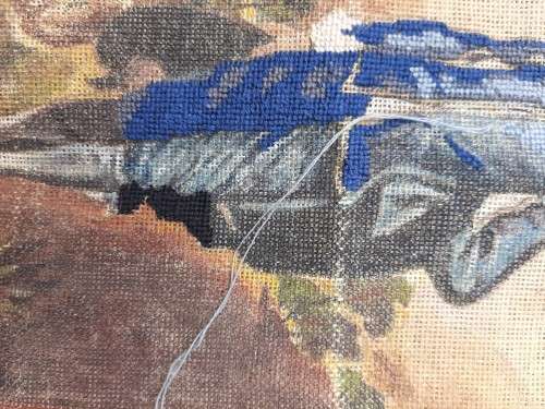 Tapestry canvas - Blue Boy - petit point - it has been started.