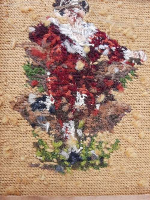 Tapestry - with petit point face -  framed without glass - 19 x 22 cm (inside of frame)