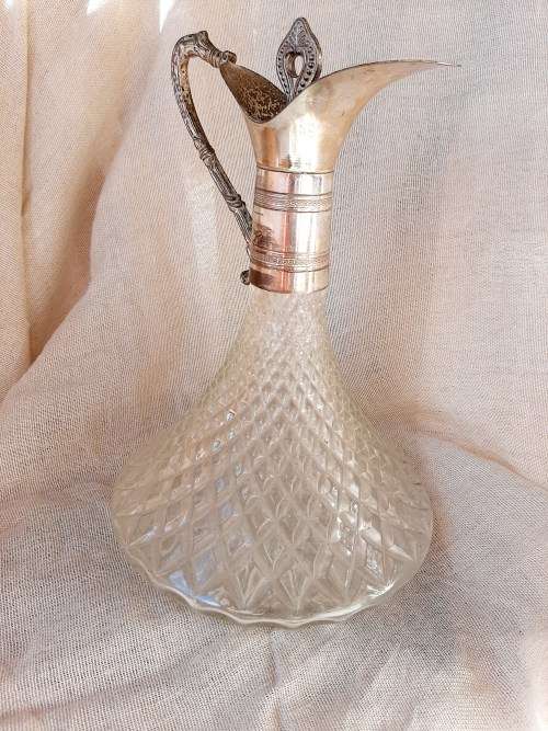 Ship`s decanter with silverpate detail - 26cm high