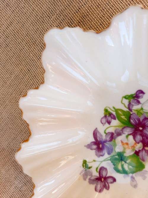 Sutherland English Bone china pin dish - Devon Violets - 14cm x 14cm