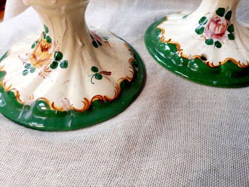 Italian Majolica candlestick holders - 10cm high and 14cm wide