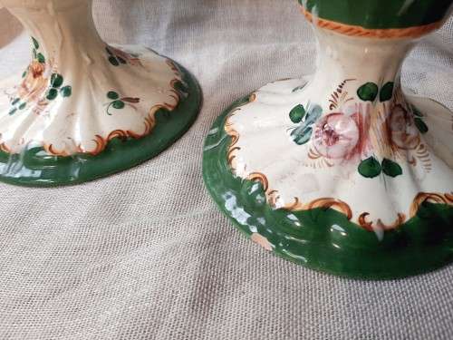 Italian Majolica candlestick holders - 10cm high and 14cm wide