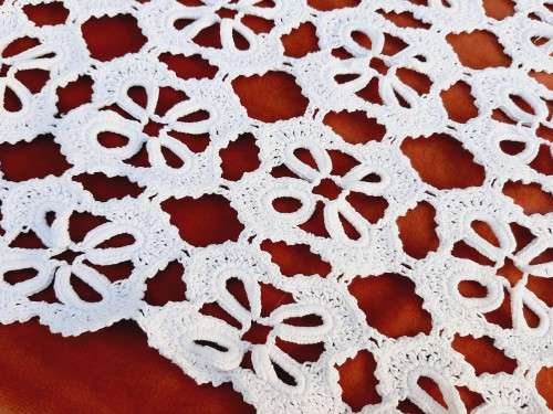 Chunky crochet tray cloth - 53 x 37cm - white