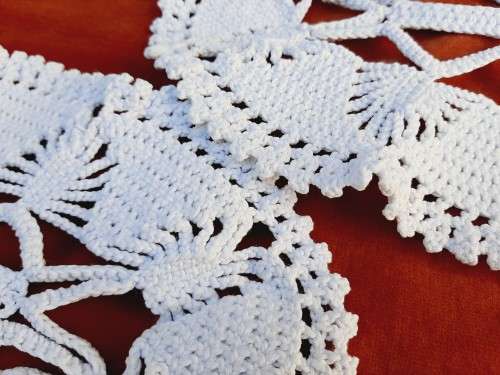 3 oval shaped crochet white doilie 30 x 16cm - chunky