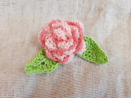 Crochet flower brooch  9 x 5 cm