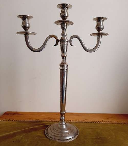 Heavy metal candelabra/candlestick holder - 46cm h 32 cm w