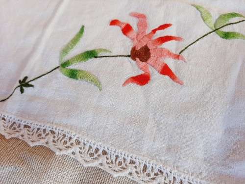 Embroidered tray cloth 31 x 42cm