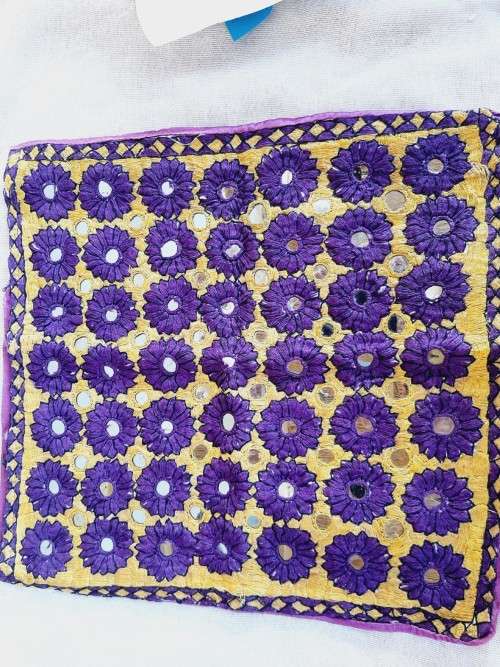 Heavily embroidered Indian cushion - Shisha work - 27 x 27cm