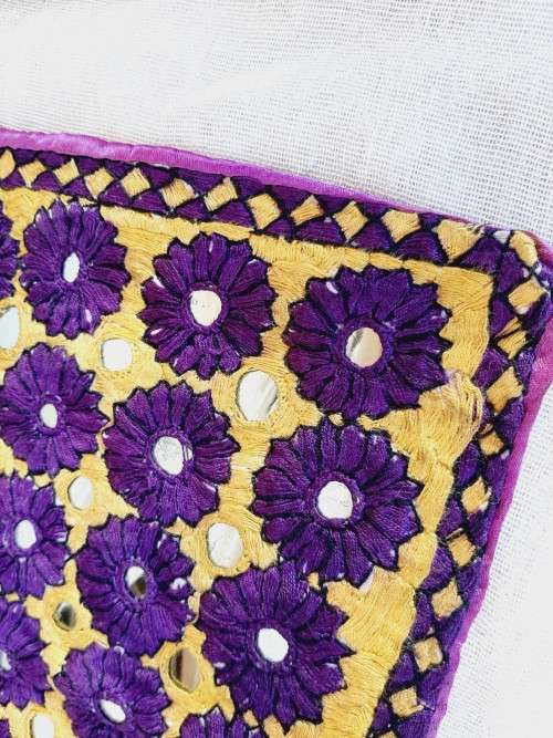 Heavily embroidered Indian cushion - Shisha work - 27 x 27cm