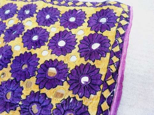 Heavily embroidered Indian cushion - Shisha work - 27 x 27cm