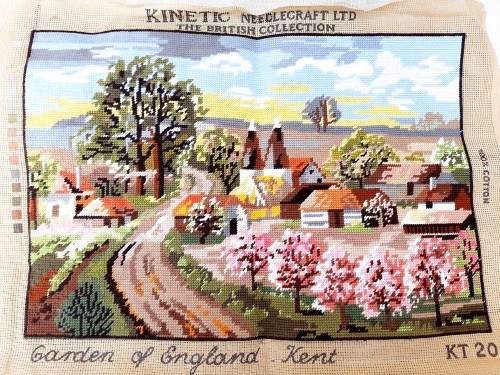 Completed tapestry of country scene 50cm x 32 cm