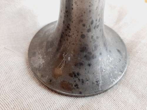 Pair of Norwegian pewter candlestick holders 16cm high