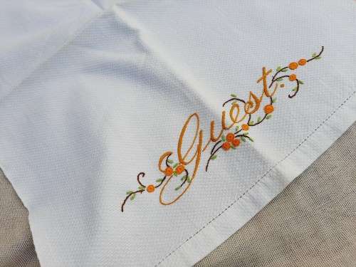 Small, vintage, huck fabric, hand towel with hand ermbroidery 38 x 50 cm